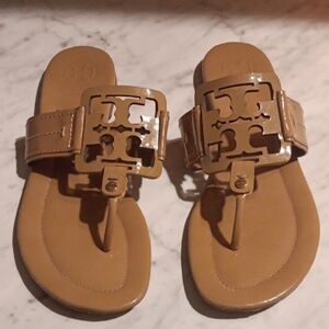 Tory Burch Tan Patent Leather Sandals